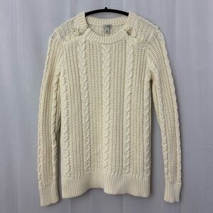 L.L. Bean Cream Cable Knit Sweater Womens Size Medium